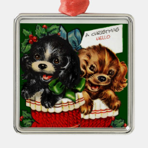 Kerstmis Hallo Puppies Metalen Ornament