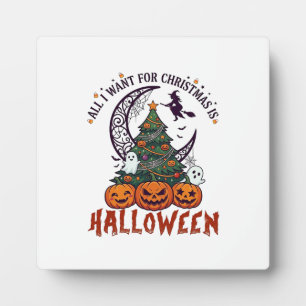 Kerstmis Halloween Boom Pompoenen Geesten Allemaal Fotoplaat
