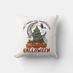 Kerstmis Halloween Boom Pompoenen Geesten Allemaal Kussen