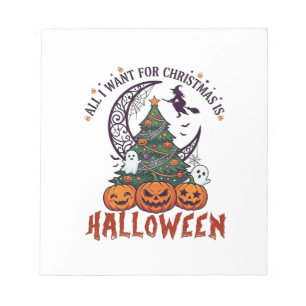 Kerstmis Halloween Boom Pompoenen Geesten Allemaal Notitieblok