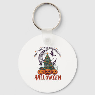 Kerstmis Halloween Boom Pompoenen Geesten Allemaal Sleutelhanger