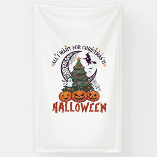 Kerstmis Halloween Boom Pompoenen Geesten Allemaal Spandoek