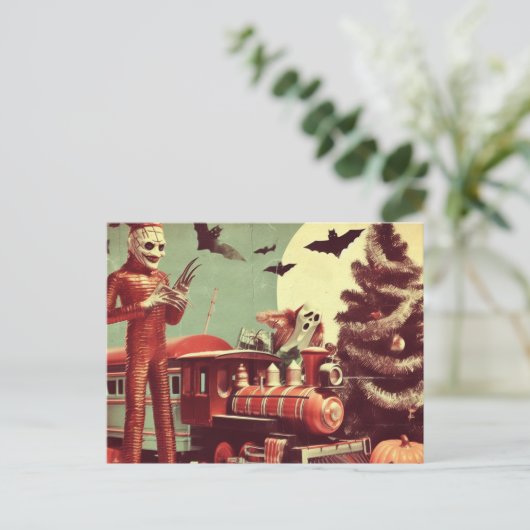 Kerstmis Halloween Horror Briefkaart (Staand voorkant)