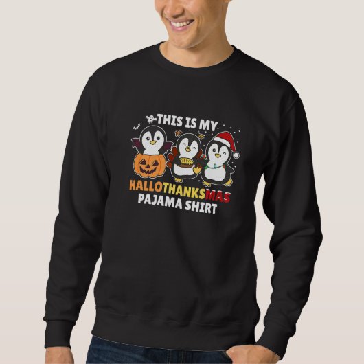 Kerstmis Halloween Kostuum Hallothanksmas Pinguïn Trui (Voorkant)