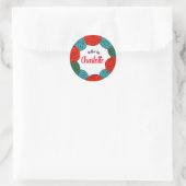 Kerstmis hand gebreide rode & groene wollen ballen ronde sticker (Tas)