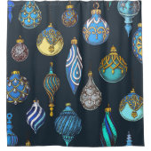 Kerstmis Hand getekend,  decoraties. Douchegordijn (Voorkant)