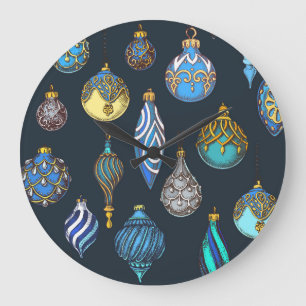 Kerstmis Hand getekend,  decoraties. Grote Klok