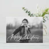 Kerstmis Handgeschreven Script 2 Foto Feestdagenkaart (Staand voorkant)