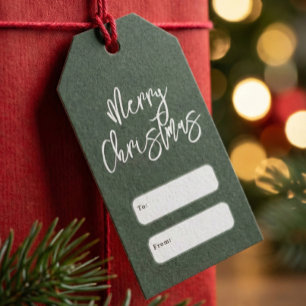 Kerstmis handgeschreven script groene cadeautags cadeaulabel