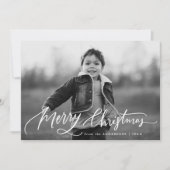 Kerstmis Handgeschreven Script Overlay Foto Feestdagenkaart (Voorkant)
