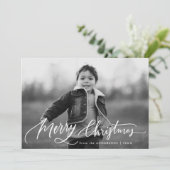 Kerstmis Handgeschreven Script Overlay Foto Feestdagenkaart (Staand voorkant)