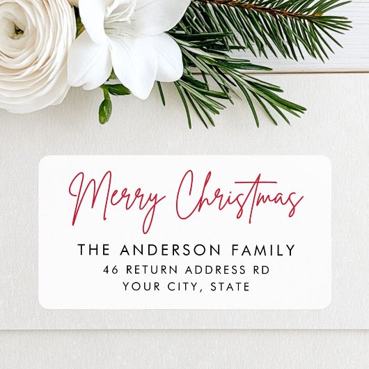 Kerstmis handgeschreven script retouradres etiket