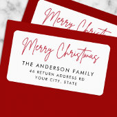 Kerstmis handgeschreven script retouradres etiket