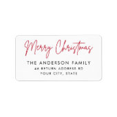Kerstmis handgeschreven script retouradres etiket (Voorkant)