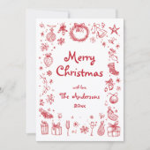 Kerstmis handgetekend feestdagenkaart (Voorkant)