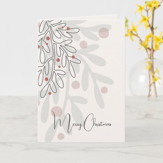 Kerstmis handgetekende maretak kaart (Gele Bloem)