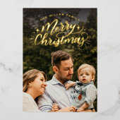 Kerstmis Handletteren Foto Folie Feestdagenkaart (Voorkant)