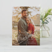 Kerstmis Handlettering Foto Feestdagenkaart (Staand voorkant)