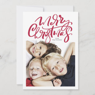 Kerstmis handlettering in het rood Foto Feestdagenkaart