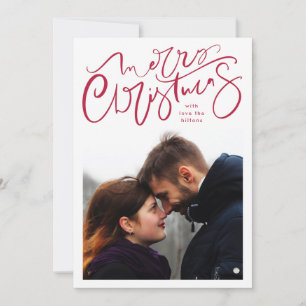Kerstmis handlettering in het rood Foto Feestdagenkaart