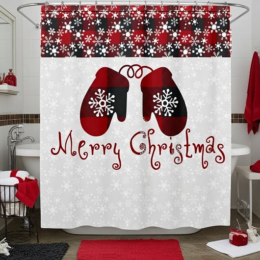 Kerstmis handschoenen douchegordijn