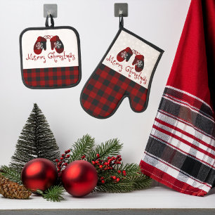 Kerstmis handschoenen ovenwant & pannenlap set