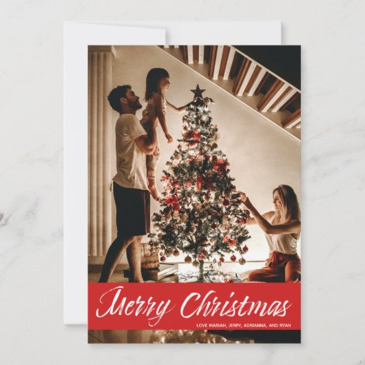 Kerstmis handschrift & Rode Foto Kaart (Voorkant)