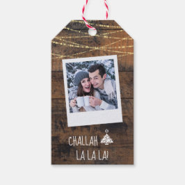 Kerstmis + Hanukkah Chrismukkah 2-zijdige foto Cadeaulabel