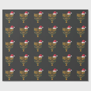 Kerstmis Hanukkah Joods Kerstman Menorah Cadeaupapier