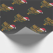 Kerstmis Hanukkah Joods Kerstman Menorah Cadeaupapier (Hoek)