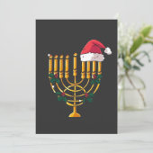 Kerstmis Hanukkah Joods Kerstman Menorah Kaart (Staand voorkant)