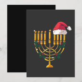 Kerstmis Hanukkah Joods Kerstman Menorah Kaart (Voorkant / Achterkant)
