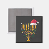 Kerstmis Hanukkah Joods Kerstman Menorah Magneet (Voorkant / Achterkant)