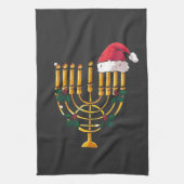 Kerstmis Hanukkah Joods Kerstman Menorah Theedoek (Verticaal)