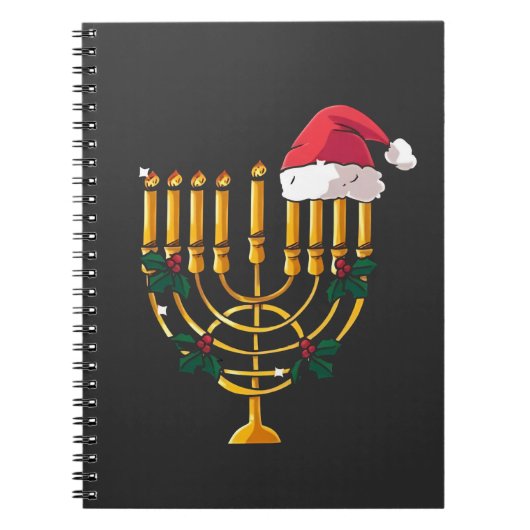 Kerstmis Hanukkah Joods Santa Menora  Notitieboek (Voorkant)