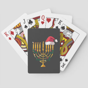 Kerstmis Hanukkah Joods Santa Menora  Pokerkaarten