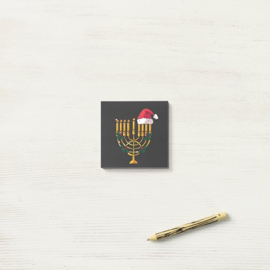 Kerstmis Hanukkah Joods Santa Menora Post-it® Notes (Op bureau)