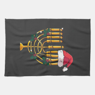 Kerstmis Hanukkah Joods Santa Menora  Theedoek