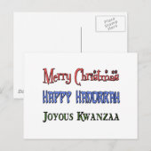 Kerstmis - Hanukkah - Kwanzaa Feestdagenkaart (Voorkant / Achterkant)