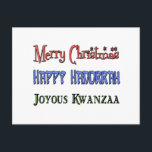 Kerstmis - Hanukkah - Kwanzaa Feestdagenkaart<br><div class="desc">Wens iedereen van dit seizoen met een kerstfeest - Hanukkah - Kwanzaa-kaart,  T-shirt of mok!</div>