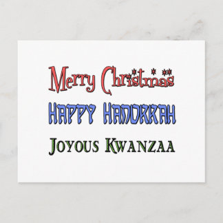 Kerstmis - Hanukkah - Kwanzaa Feestdagenkaart