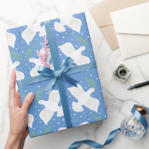 Kerstmis Hanukkah Vredesduif Inpakpapier