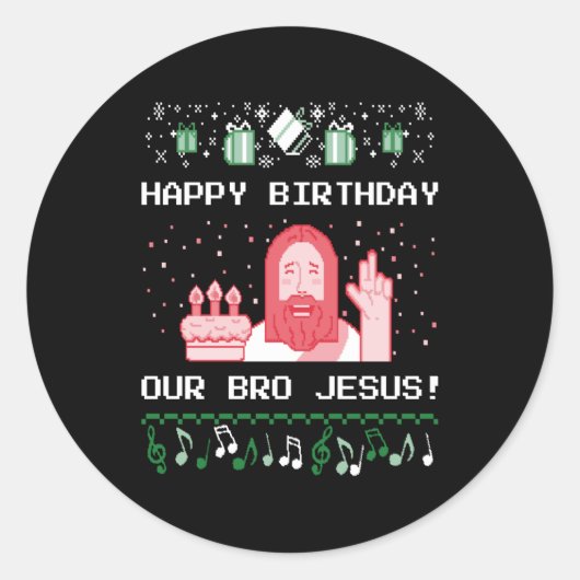 Kerstmis - Happy Birthday Bro Jesus Ronde Sticker (Voorkant)