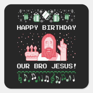Kerstmis - Happy Birthday Bro Jesus Vierkante Sticker