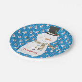 Kerstmis Happy Cartoon Snowman Papieren Bordje (Gekanteld)