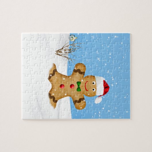 Kerstmis, Happy Gingerbrood Man in Snow Legpuzzel (Horizontaal)