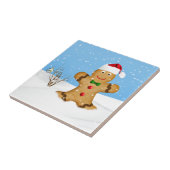 Kerstmis, Happy Gingerbrood Man in Snow Tegeltje (Zijkant)