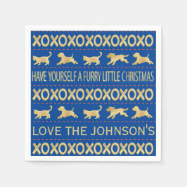 Kerstmis harige marine en goud servet