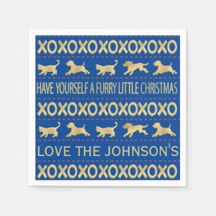 Kerstmis harige marine en goud servet