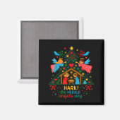 Kerstmis Hark The Herald Angels Sing Schattig Kers Magneet (Voorkant / Achterkant)